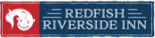 Logo of Redfish Riverside Inn featuring a playful fish graphic.