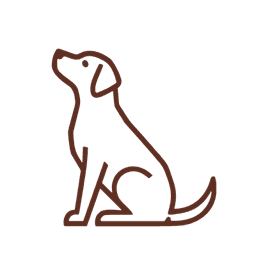 Outline illustration of a sitting dog.