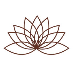 Brown line art of a lotus flower.