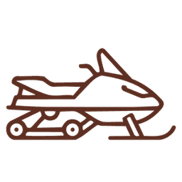 Line drawing of a snowmobile.