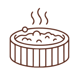 An illustration of a hot tub with steam rising from the water.
